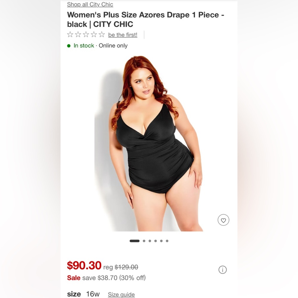 City Chic Size S/16 Swimsuit NWT - Picture 3 of 14